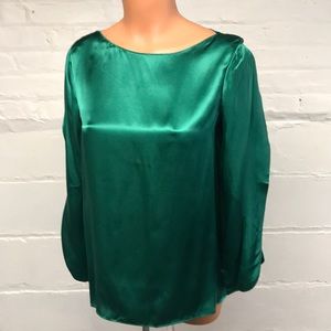 Talbots silk blouse emerald green 6P